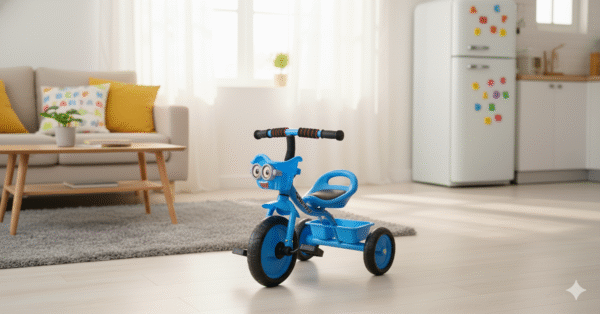 Generated Image November 09, 2025 - 11_23AM Cartoon-Faced Tricycle