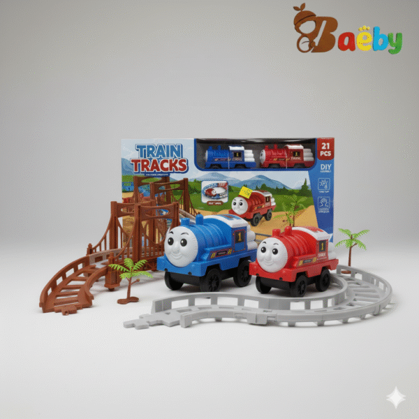 Train Tracks Cartoon Play Set For Kids