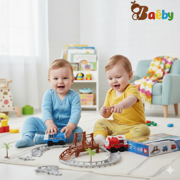 Train Tracks Cartoon Play Set For Kids