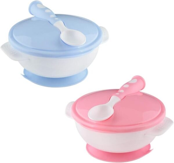 516 EQyHCuL._AC_SL1001 Baby Suction Bowl, Pack Baby Teat Feeding Tube, Strong Suction Baby Feeding Bowl with Locking Lids and Spoons, Baby Cutlery Sets with Suction Cup