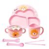 Feeding Set for Kids, Cartoon Design Plate, Bowl, Cup, Spoon, Fork and Chopsticks, Tableware Cutlery for Kids
