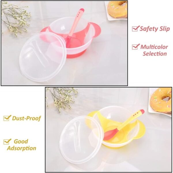 61PLnRsPAqL._AC_SL1500 Baby Feeding Bowl, Baby Bowl with Suction and Spoon, Baby Plastic Bowls with Lids, Baby Tableware Set for Baby Self Eating Feeding Supplies