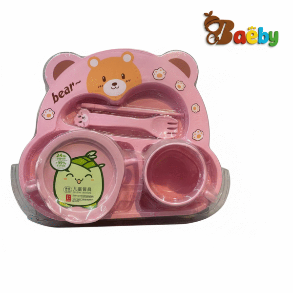 Feeding Set for Kids, Cartoon Design Plate, Bowl, Cup, Spoon, Fork and Chopsticks, Tableware Cutlery for Kids