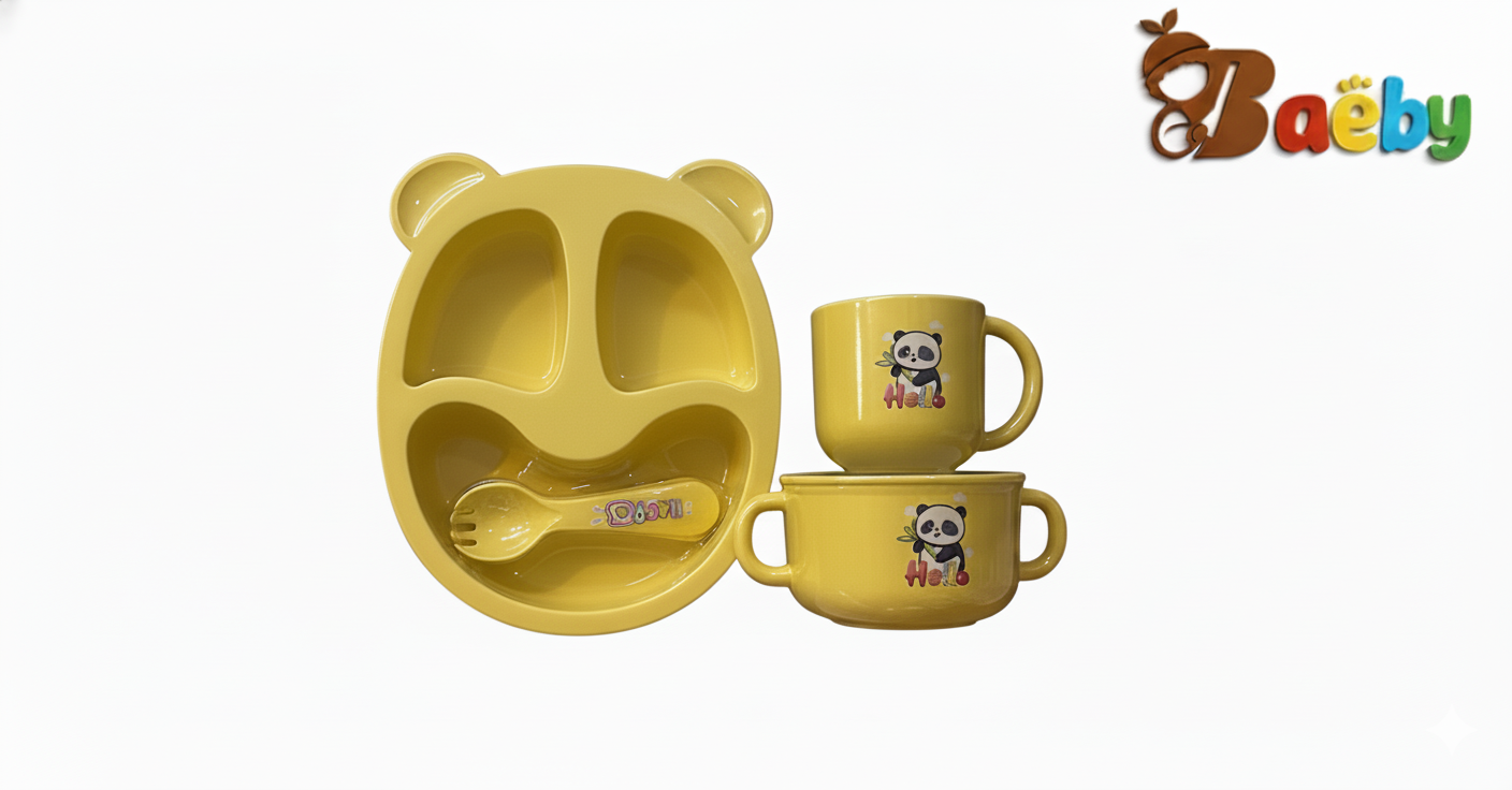 Kids Safe Feeding Set – Cute Bear Design (4-Piece Set)