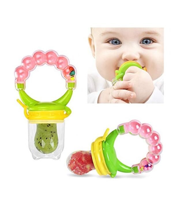 41hF4CRSpFL Rattle Silicone Food & Fruit Nibbler for Babies, BPA Free Fruit Feeder Pacifier