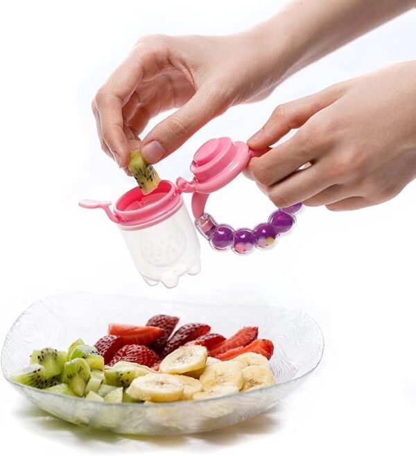 Rattle Silicone Food & Fruit Nibbler for Babies, BPA Free Fruit Feeder Pacifier