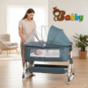 Bassinet for Baby,  4 in 1 Portable Bassinet Bedside Sleeper with Wheels Mosquito Net & Storage Basket, 6 Height Adjustable Rocking Bassinet for Newborn Baby |LUXARY BABY CR LBS AT-618