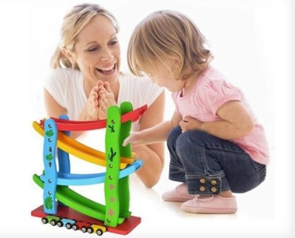 WhatsApp Image 2026-02-21 at 10.28.25 AM (2) Grizzly 4-Level Wooden Ramp Racer Miniature Speeding Car Toy, for Kids Ages 3+ Years