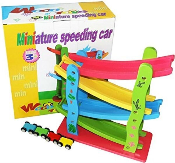 WhatsApp Image 2026-02-21 at 10.28.25 AM Grizzly 4-Level Wooden Ramp Racer Miniature Speeding Car Toy, for Kids Ages 3+ Years
