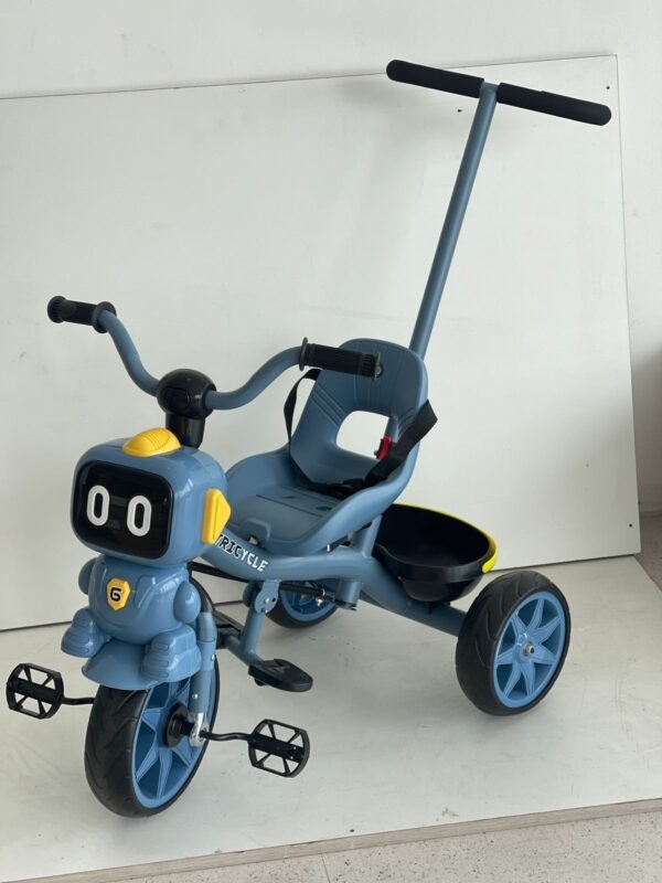 WhatsApp Image 2026-02-19 at 11.51.51 AM (1) Tricycle robo with handle | Kids 3-Wheel Tricycle with Push Handle – Cute Robot Design, Safety Seat & Storage Basket