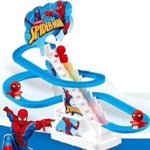 Spider Slide Toy Set, Funny Automatic Stair-Climbing Cartoon Race Track Set Little Lovely Spider Slide Toy Escalator Toy for Boys Girls (Spiderman Stair Climbing Track Set)