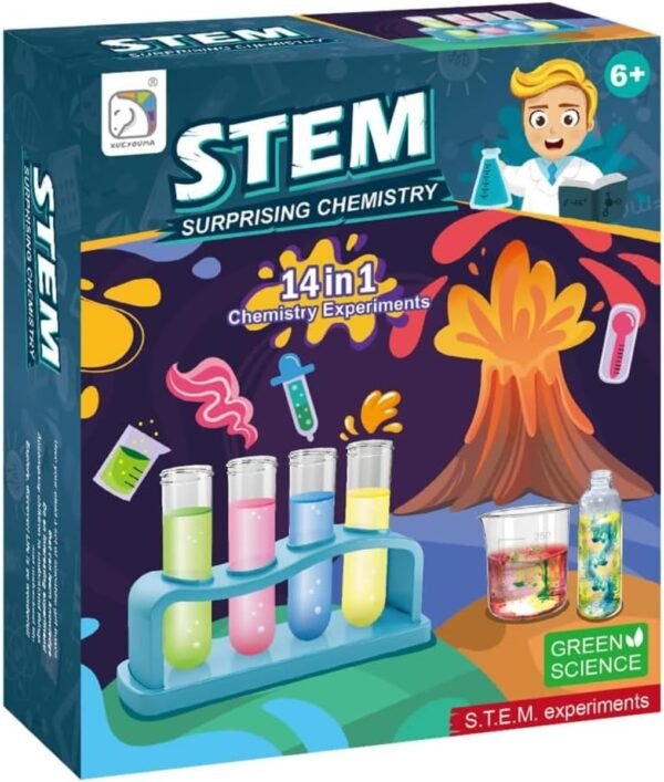 14-in-1 Kids STEM Chemistry Kit, Safe, Interactive Experiments for Ages 8+, Boost Science Learning,Critical Thinking, stem chemistry kits, stem chemistry set