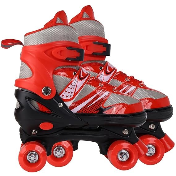 Unisex Child Roller Skates Shoes with Brake – Adjustable Kids Skating Shoes for Boys & Girls – Comfortable Fit with PU Wheels & Safety Straps