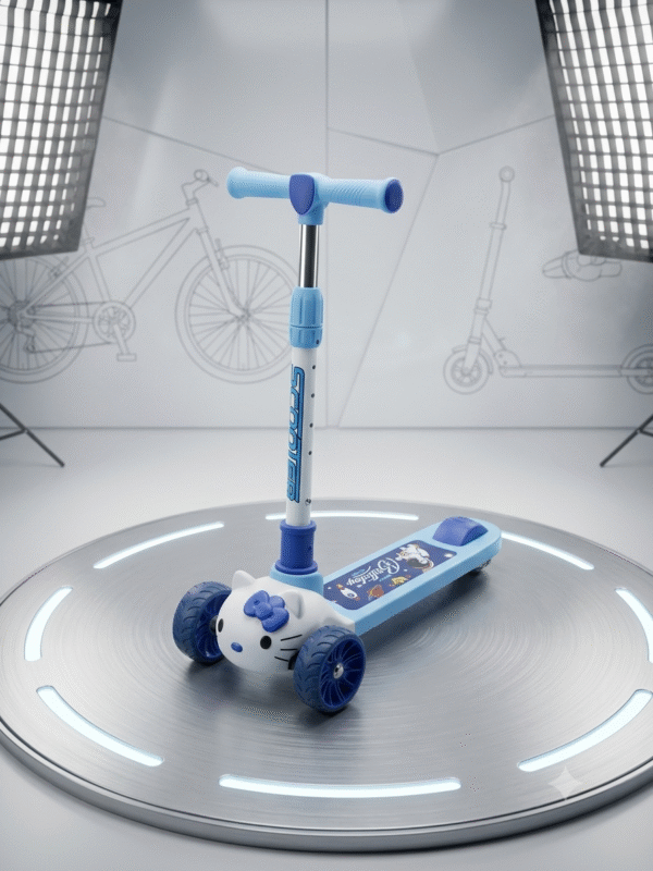 Kids Kick Scooter with T-Bar Handle, Blue and White,  3 Wheels