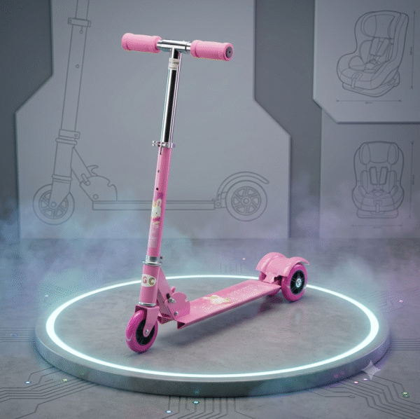 Kids Folding Three Wheeler Scooter with Brake-Bell and LED Lights in Tyres