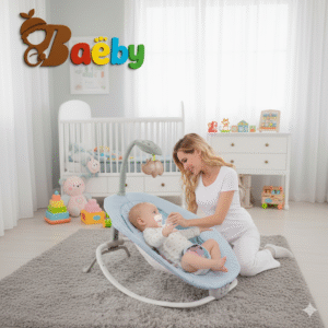 Multifunctional Baby Bouncer and Rocking Chair With Hanging Toy, Musical Vibrating Seat, Foldable Swing Bassinet, 3-Point Safety Harness, Remote Control