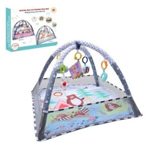 Baby Play Mat & Gym for Infants Boys & Girls - Tummy Time Activity Center & Entertainer with Hanging Toys - Soft Playpen with Balls - Foldable Play Gym - Essential Stuff for Newborn