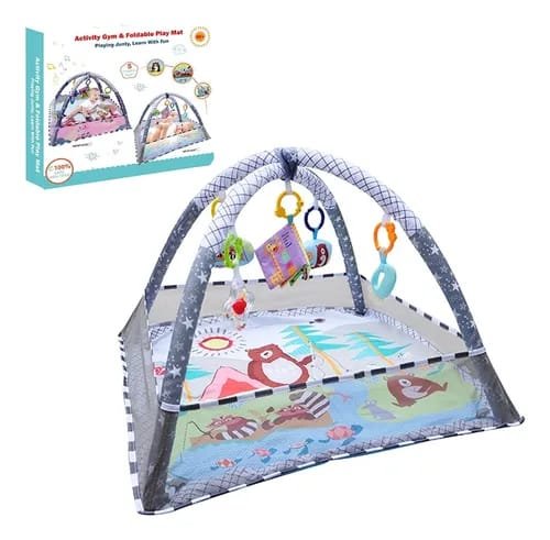 Baby Play Mat & Gym for Infants Boys & Girls - Tummy Time Activity Center & Entertainer with Hanging Toys - Soft Playpen with Balls - Foldable Play Gym - Essential Stuff for Newborn
