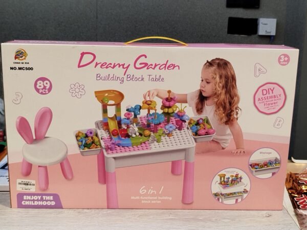 Dream Garden Table for Kids with Chairs 89 Pieces, Building Blocks Playset,