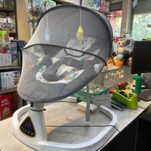 Electric Portable Baby Swing for Infants, Newborn, Bluetooth Touch Screen/Remote Control Timing Function 5 Swing Speeds Aluminum Baby Rocker Chair with Music Speaker 5 Point Harness