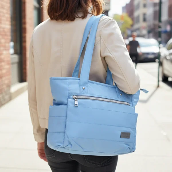 Tote Bag for Women-Nurse bags Lightweight Puffy Tote Bag with Compartments-Quilted Shoulder Bag for Travel, Work